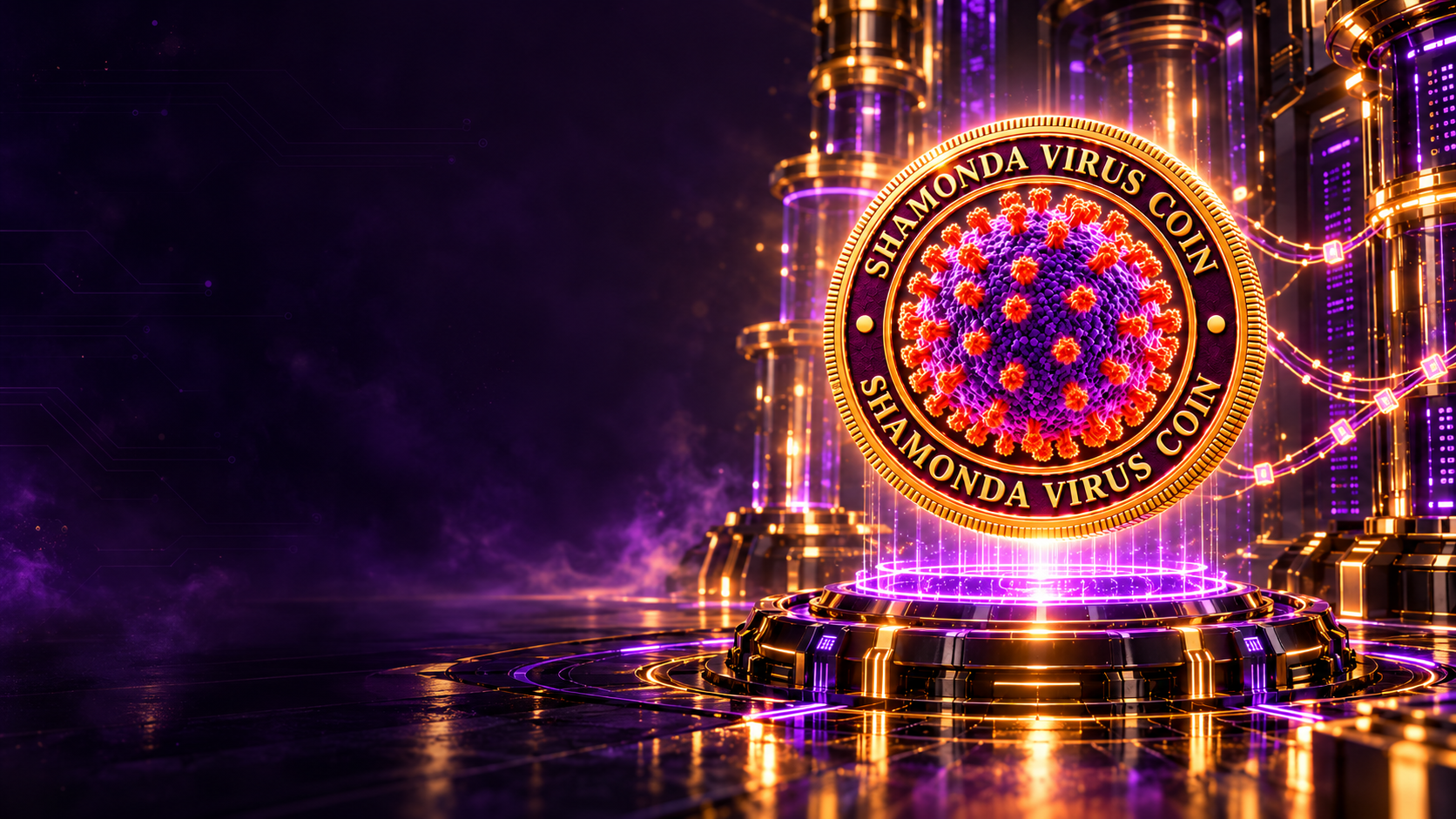 Shamonda Virus Coin inside a glowing digital vault